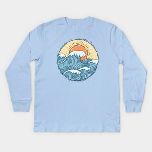 Hot Orange Sun Kids Long Sleeve T-Shirt